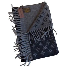Bufanda Louis Vuitton Monogram Degradé Negro Gris