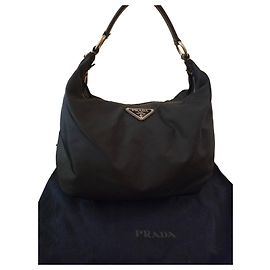 Sacs hobo Prada nylon cuir Bleu foncé