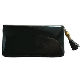Gucci Bamboo Lackleder Geldbörse Schwarz