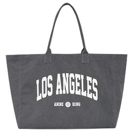 ANINE BING Leo canvas tote Paris University - grey washed Grigio