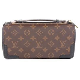 Carteira longa Louis Vuitton Daily Organizer Retiro Monogram Noir Marrom Preto