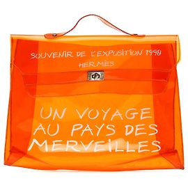 Hermès Orange Vinyl Souvenir De L Exposition Kelly Handbag Orange