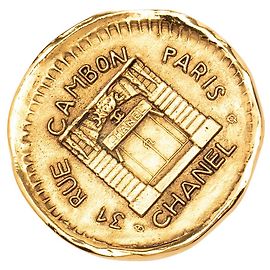 Chanel Gold Gold Plated 31 Rue Cambon Runde Brosche Golden