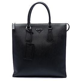 Prada North South Tote aus schwarzem Saffiano-Leder Schwarz