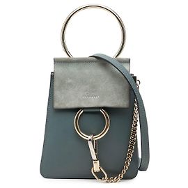 Bolsa de pulso Faye Chloé azul em couro de bezerro e camurça mini Azul Azul claro