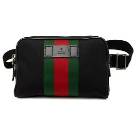 Gucci Black Canvas Techno Web Gürteltasche Schwarz