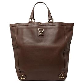 Sac cabas Gucci Abbey D Ring en cuir de veau marron Marron Marron foncé