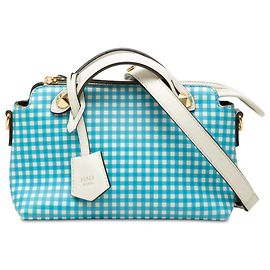 Bolsa Fendi By The Way Mini em couro estampado xadrez gingham branco Branco