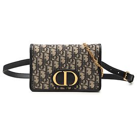 Autre Marque Dior Blue Oblique Canvas 30 Montaigne 2 in 1 Pouch Blue Navy blue