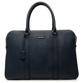 Mala de negócios Burberry em couro de bezerro azul Azul Azul marinho
