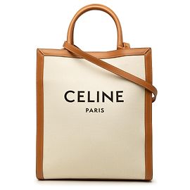 Céline Celine Brown Small Canvas Vertical Cabas Satchel Braun Beige