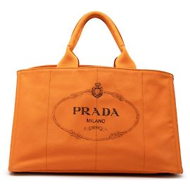 Bolso Tote Prada Orange Large Canvas Canapa Logo Naranja