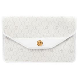 Pochette Dior en toile enduite nid d'abeille blanche Blanc