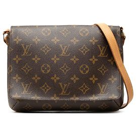 Louis Vuitton Brown Monogram Musette Tango Long Strap Marrone