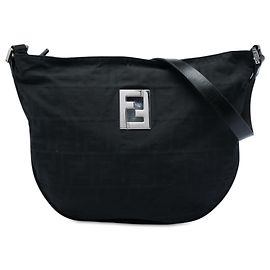 Borsa Hobo Fendi Zucca in nylon nero Nero