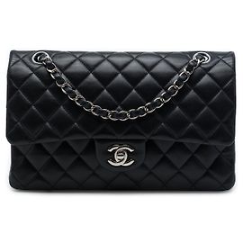Chanel Black Medium Classic Lambskin Double Flap Noir
