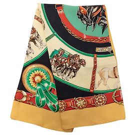Hermès Yellow Chevaux De Trait Seidentuch 90 Gelb