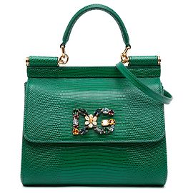Borsa Miss Sicily Dolce & Gabbana in vitello embossed iguana verde, piccola Verde