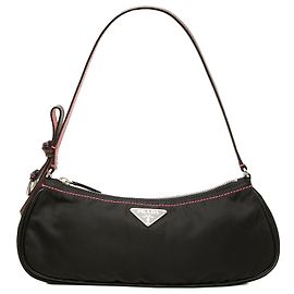 Bolso de hombro Prada en Tessuto negro con lazo Negro