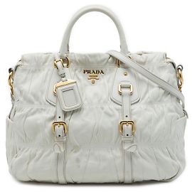 Bolso Satchel Prada de Nappa Gaufre Blanco Blanco