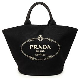 Prada Canvas Canapa Logo Tote Schwarz Schwarz