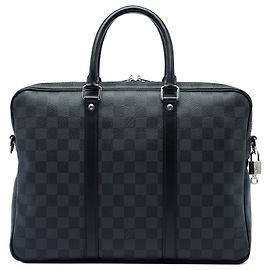 Louis Vuitton Black Damier Graphite Porte Documents Voyage PM Negro