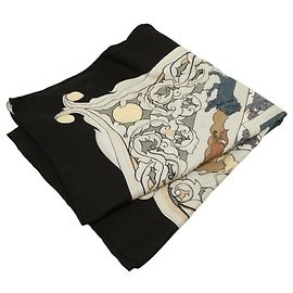 Hermès Hermes Carre Géant 135 ANIMAUX SOLAIRES Large Stole Nero Multicolore