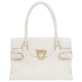 Salvatore Ferragamo Gancini Lederhandtasche Weiß