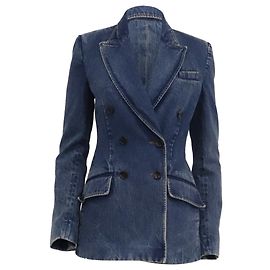 Blazer en denim croisé Gucci en coton bleu Bleu
