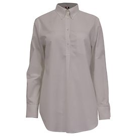 Camisa Thom Browne com pregas traseiras e botões parciais em algodão branco Branco Cru
