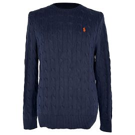 Polo Ralph Lauren Strickpullover mit Zopfmuster aus baumwolle in navy blue Blau Marineblau