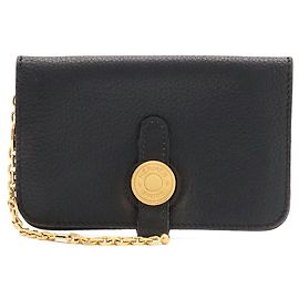 Hermès Hermes Visitenkartenetui aus schwarzem Leder Schwarz