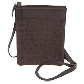 Bulgari Bvlgari Logomania Canvas with Leather Castaño
