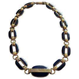 Collana Lanvin in metallo dorato e smalto blu cobalto Blu D'oro