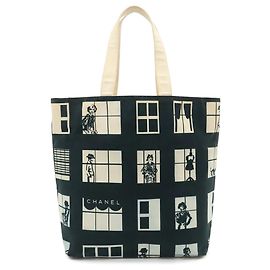 Chanel Windows Line Tote Bag Black White