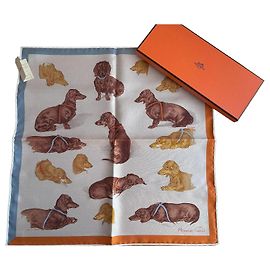 Gavroche Hermès "Les Bassets" Castaño Azul Beige Naranja