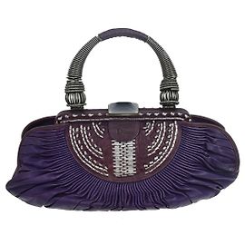 Christian Dior Plisse Frame Pleated Leather Medium Lila