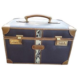 Leonard Necessaire in pelle marrone e beige Gold hardware