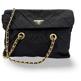 Prada Convertible Quilted Tessuto Medium Nero