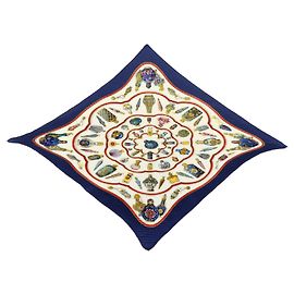 Hermès Carré 90 plissierte Seide Marineblau