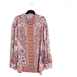 Etro Pink Boteh Silk Crepe Oversized Blouse Pink