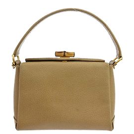 Gucci Vintage Convertible Bamboo Box Leather Small Beige
