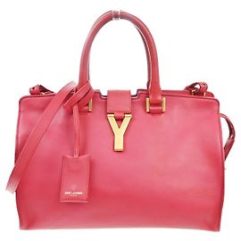 Autre Marque Saint Laurent Classic Y Cabas Leather Small Vermelho