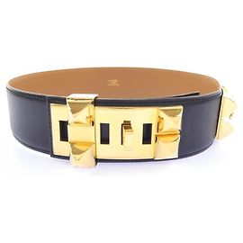 Hermès Ceinture Hermes COLLIER DE CHIEN 38mm Noir