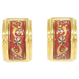 Hermès Hermes Clip-Ohrringe in Gold und Rot Rot Golden