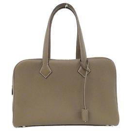Hermès Hermes Victoria II Fourre-Tout Boston Bag Beige Taupe