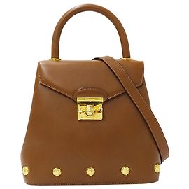 Bolsa de mão em couro marrom Salvatore Ferragamo Marrom