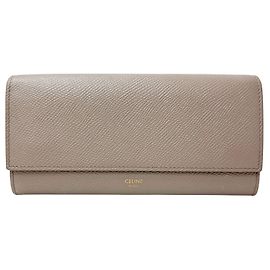 Céline Portafoglio lungo Celine in pelle grigiastra Grigio
