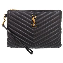 Borsa a pochette in pelle nera Yves Saint Laurent Nero