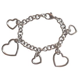 Tiffany & Co. Sterling Silver Heart Charm Bracelet Silvery